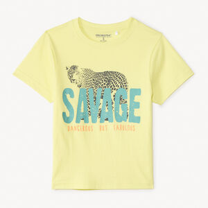 Camiseta de manga corta unicolor con estampado divertido para niño 