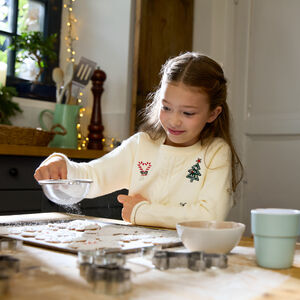 Pull manches longues en tricot fantaisie et broderie Noël pour fille  