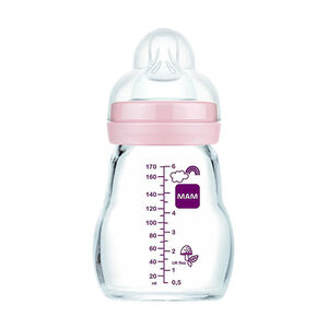 Biberón de cristal Feel good 170ml (diseño aleatorio) - Rosa 