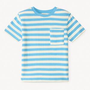 Camiseta de rayas de felpa de manga corta para niño 