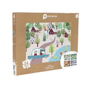 Lot de 4 puzzles de 24 pièces sur les 4 saisons  Main Lot de 4 puzzles de 24 pièces sur les 4 saisons
