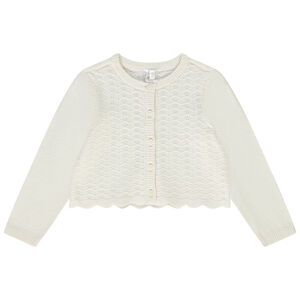 Chaqueta corta de punto calado para bebé niña 