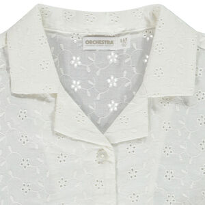 Blusa de manga corta con bordado inglés para niña  Main Blusa de manga corta con bordado inglés para niña