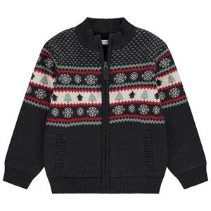 Chaleco de punto jacquard con cremallera espíritu navideño para niño  Main Chaleco de punto jacquard con cremallera espíritu navideño para niño