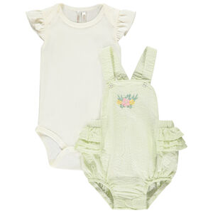 Conjunto de 2 piezas con pelele a rayas para bebé niña 