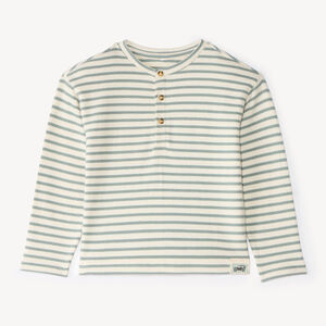 Camiseta de manga larga de cuello tunecino a rayas para niño 