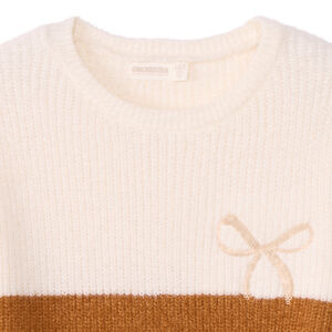 Jersey de punto oversize efecto color block para niña 