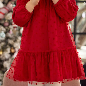 Vestido de fiesta de tul con estampado de corazones para bebé niña 