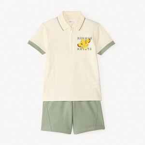 Conjunto de 2 piezas polo con cremallera + bermudas El Rey León Disney para niño 