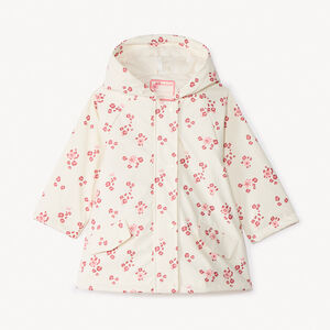 Parka de goma forrada en sherpa con estampado floral para niña. 