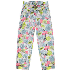 Pantalon imprimé tropical et ceinture à nouer pour fille 