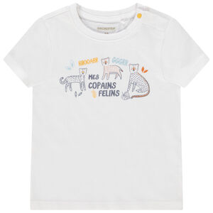 Camiseta manga corta motivo felinos para bebé niño 