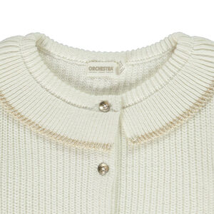 Chaleco con cuello de volante en punto perla liso para niña 