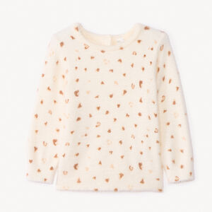 Pull manches longues pelucheux imprimé léopard pour bébé fille   Main Pull manches longues pelucheux imprimé léopard pour bébé fille