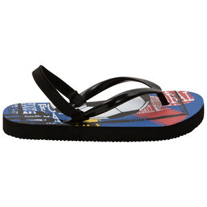 Chanclas con tira negra y estampado de balón de fútbol 