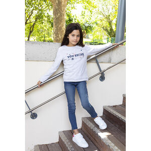 Sweat en molleton gratté uni avec print pour fille Main Sweat en molleton gratté uni avec print pour fille