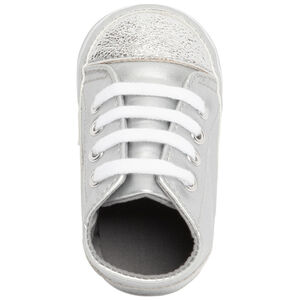 Zapatillas altas suaves plateadas con cordones para bebé niña 