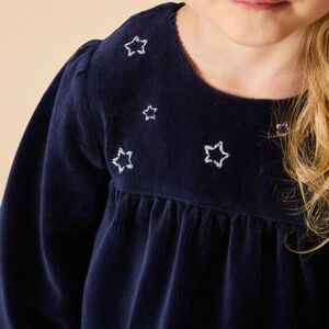 Vestido de fiesta de manga larga en terciopelo acanalado para niña 