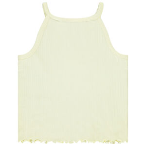 Camiseta corta acanalada con bordado niña 