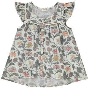 Túnica de manga corta con estampado floral para niña  Main Túnica de manga corta con estampado floral para niña