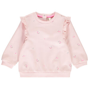 Sudadera de felpa bordada y con volante para niña  Main Sudadera de felpa bordada y con volante para niña