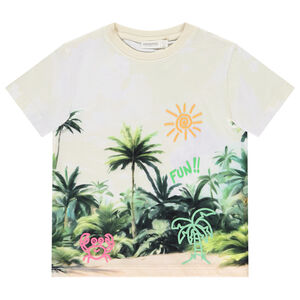 Camiseta de manga corta efecto tie & dye con motivos tropicales para niño 