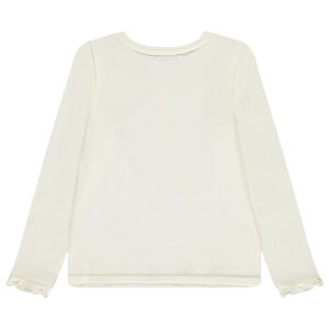 Camiseta manga larga con mariposa de lurex dorado niña 