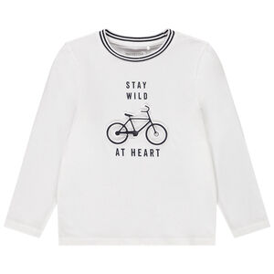 Camiseta de manga larga para niño en algodón con print de bicicleta en relieve Main Camiseta de manga larga para niño en algodón con print de bicicleta en relieve