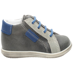 Botines de cuero con cordones y detalles en azul 