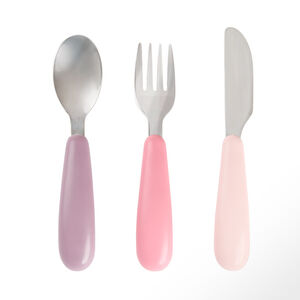 Set de 3 cubiertos para bebés Miamix rosa 