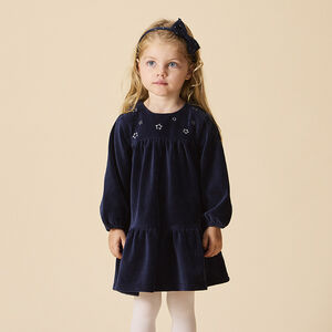 Vestido de fiesta de manga larga en terciopelo acanalado para niña 