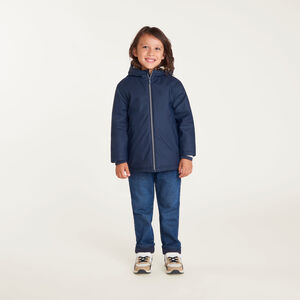 Parka de goma para niño con forro de micropolar y capucha. 