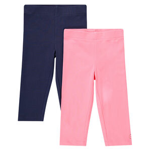 Pack de 2 leggings cortos unis con logo estampado para niña  Main Pack de 2 leggings cortos unis con logo estampado para niña