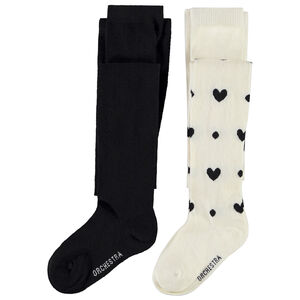 Pack de 2 leotardos gruesos de jacquard para niña 