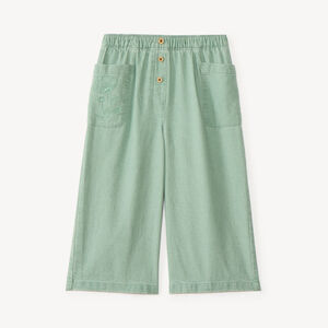 Pantalón amplio para bebé niña con bordado de flores 