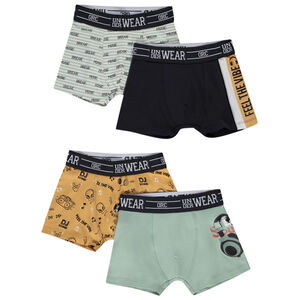 Pack de 4 calzoncillos tipo bóxer estampado música lisos para niño 