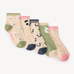 Lot de 5 paires de chaussettes normales animaux pour fille  Main Lot de 5 paires de chaussettes normales animaux pour fille