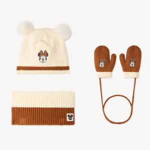 Set de gorro + bufanda + manoplas Minnie para bebé niña 