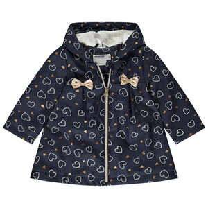 Parka goma estampado corazones y forrada para bebé niña 