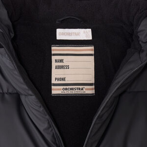 Chaqueta larga con capucha para niño, forrada de micropolar. 