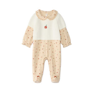 Pijama de bebé niña de felpa + sudadera con motivo de manzana 