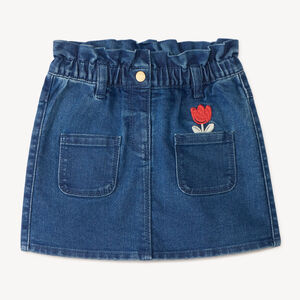 Falda de denim con bordado de tulipán para niña bebé 