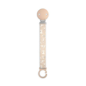 Chupetero broche y cinta de tela Wonder conejos beige  