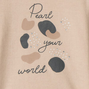 Camiseta de manga larga oversize con strass niña 
