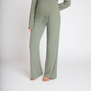 Conjunto pijama premamá liso de punto acanalado 