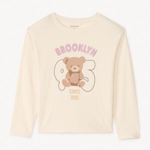 Camiseta de manga larga con estampado de oso para niña 