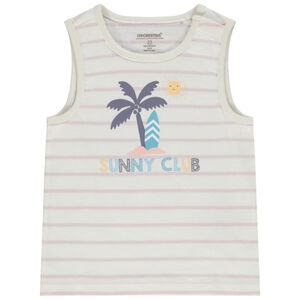 Camiseta sin mangas de jersey a rayas y estampado para bebé niño 