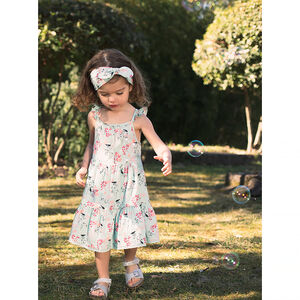 Vestido de tirantes con volantes y estampado floral para niña bebé 
