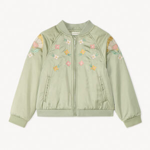 Chaqueta bomber de satén con detalles bordados para niña 