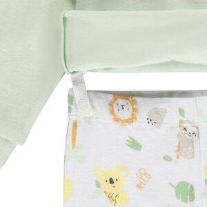 Pijama de 2 piezas fantasía animales en punto canalé para bebé niño 